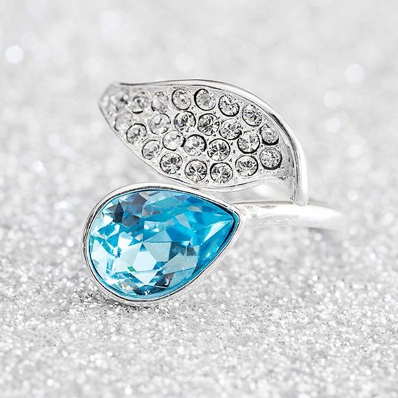 Swarovski Blue Crystal Mermaid Tail Ring, 925 Sterling Silver - Picture 2 of 7